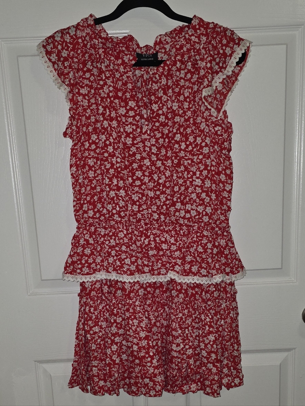Vici Red and White Floral Smocked Waist Girls Dress